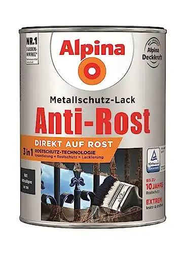 Rostschutzfarbe Alpina Metallschutzlack matt in Anthrazitgrau, 2,5L