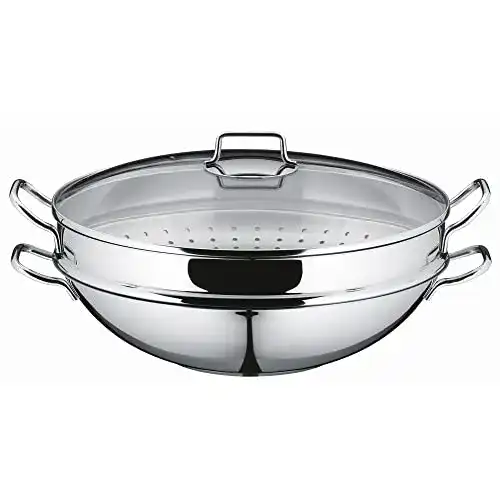 WMF Macao Wok Set für Induktion, 4-teilig, 36 cm mit Glasdeckel