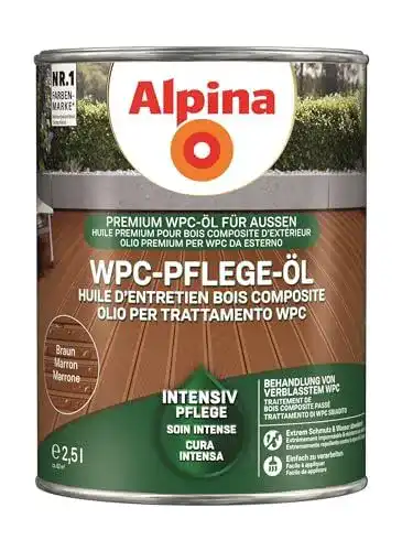 WPC Pflegeöl von Alpina – Braun – für die Pflege von WPC Oberflächen