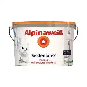Abwaschbare Wandfarbe Alpina Weiß Seidenlatex 5 Liter