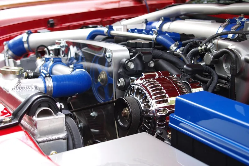 Ein sauberer und gut gewarteter Motorraum eines modernen Autos, der Zuverlässigkeit symbolisiert.