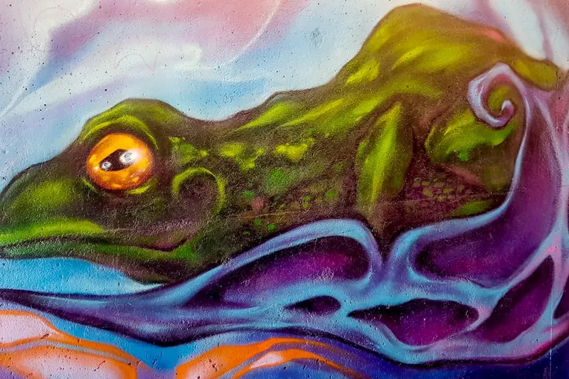 Ein beeindruckendes, farbenfrohes Kunstwerk, das mit einer Airbrushpistole für grenzenlose Kreativität geschaffen wurde.