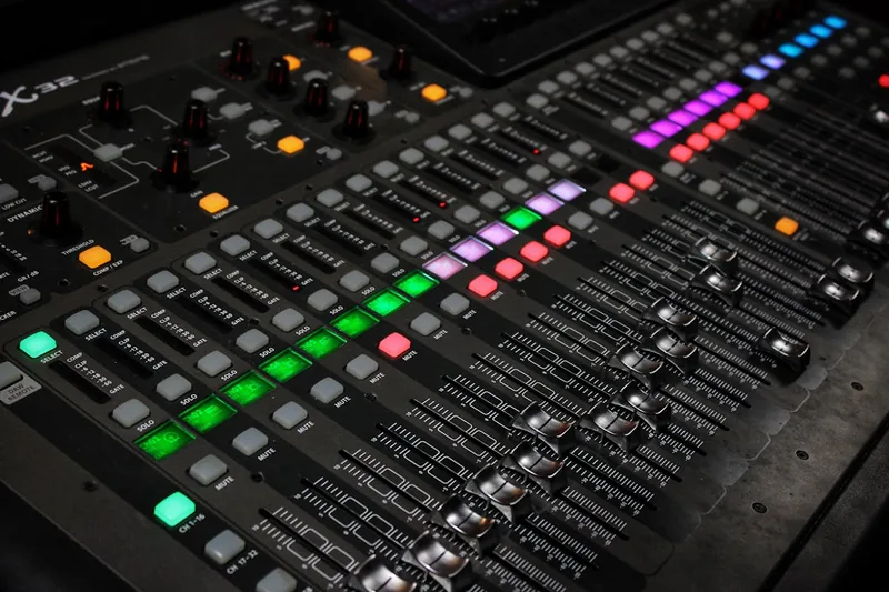 Detailaufnahme der Bedienelemente und des Gehäuses eines Multitrack-Recorders, zeigt dessen Verarbeitung.