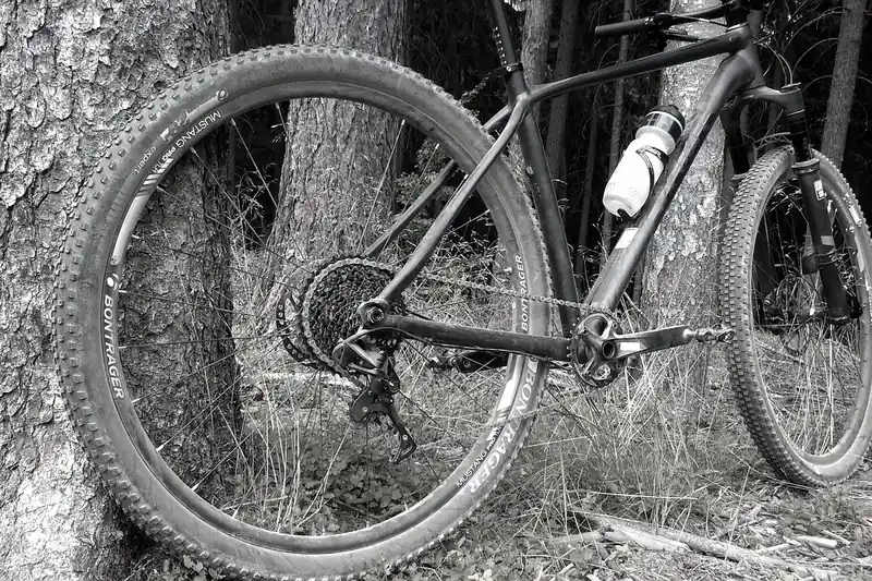 Ein 29 Zoll Mountainbike-Reifen vor neutralem Hintergrund, klar erkennbar mit Fokus auf Profil und Dimension.