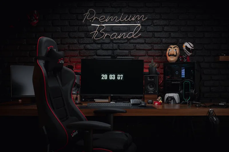 Ein moderner Gaming-Stuhl in einem Studio-Setting, freigestellt und bereit für den Einsatz.