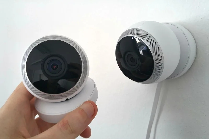 Hochauflösende IP-Webcam in modernem Design, scharf fokussiert auf einem weißen Hintergrund.