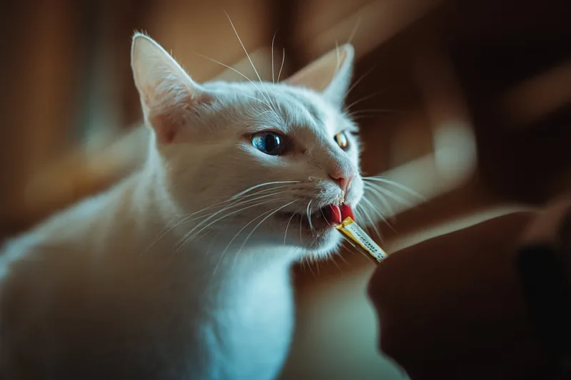 Hochwertige Malzpaste für Katzen in einer sauberen Tube, bereit zur Anwendung als Nahrungsergänzung.