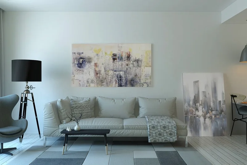 Stimmungsvolles Wohnzimmer mit indirekter smarter Beleuchtung.