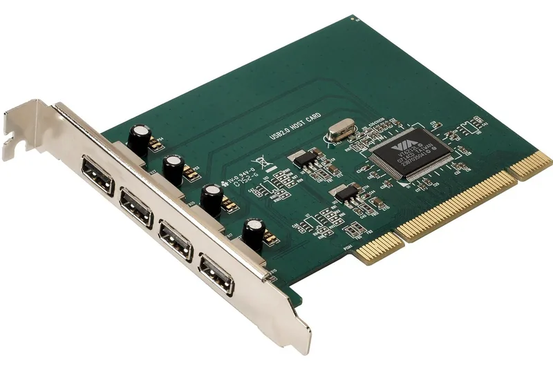 Ein moderner Computer-Arbeitsplatz mit vielen USB-Geräten zeigt die Vorteile einer USB-PCI-Karte.