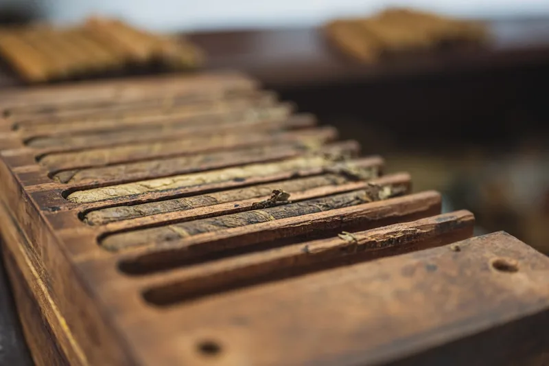Eleganter Profi Zigarren-Humidor aus Zedernholz, geschlossen und bereit für die Lagerung Ihrer Zigarren.