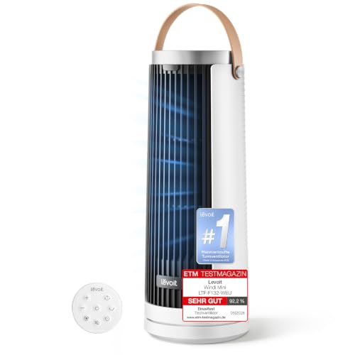 Turmventilator Levoit Windi Mini mit DC-Motor, 33 cm, Fernbedienung und Timer