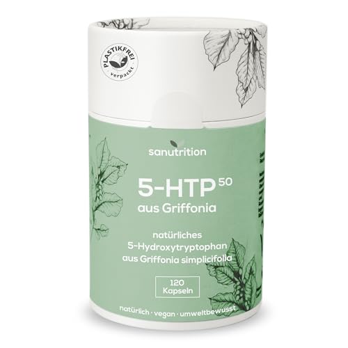 5-HTP Sanutrition 50 mg aus Griffonia-Extrakt mit Magnesium und Vitamin B6, 120 Kapseln