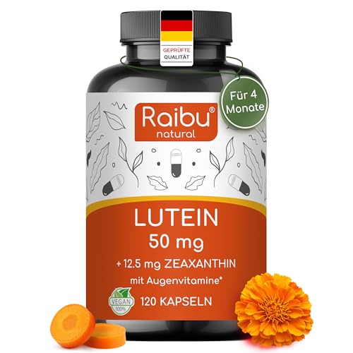 Lutein Zeaxanthin RAIBU mit 50 mg Lutein und 12,5 mg Zeaxanthin aus Tagetes, 120 Kapseln